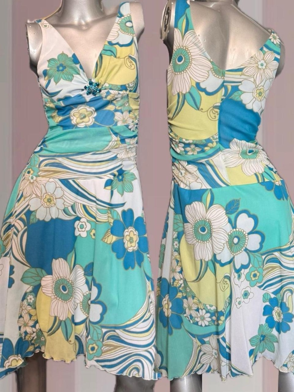 My Michelle Vintage Y2K patterned floral fairy core asymmetrical dress